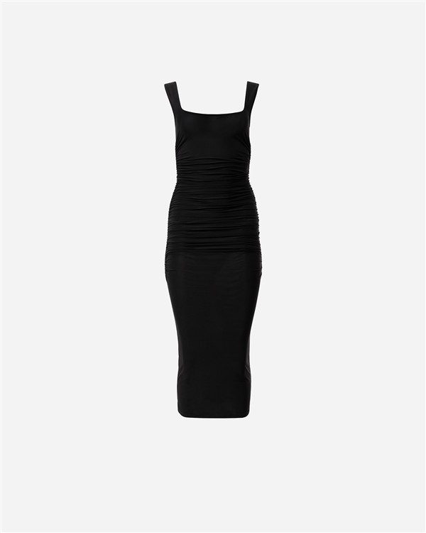 VK BLACK FITTED MIDI DRESS